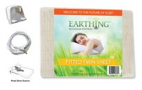 Earthing® fitted Bed Sheet with UK connection – SIZE: UK Single bed. Dimensions: 39 x 75 inches (99 x 190 cm) (aka USA twin sheet shown on packaging)